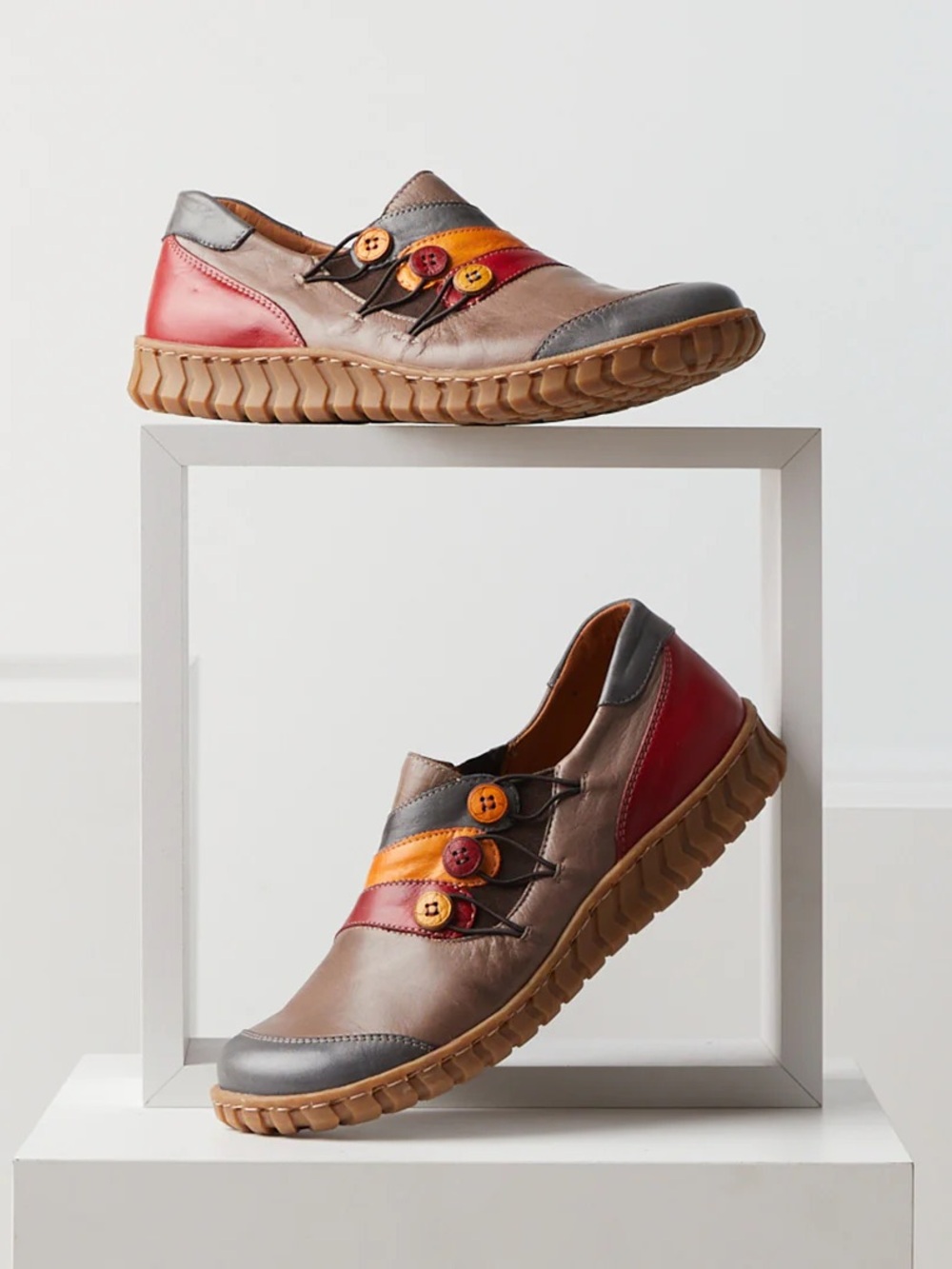 Spring Step Women's Neeta slip-on shoes in a multi-color leather